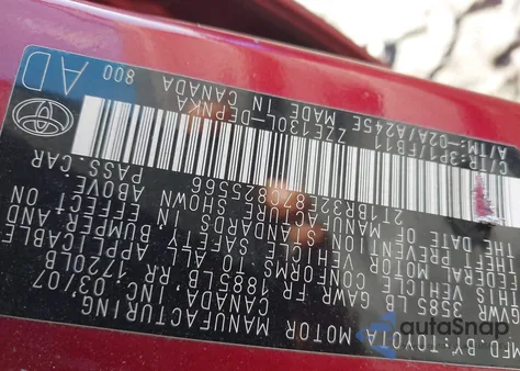 2007 Toyota Corolla Le from USA, damaged, VIN 2T1BR32E87C825566